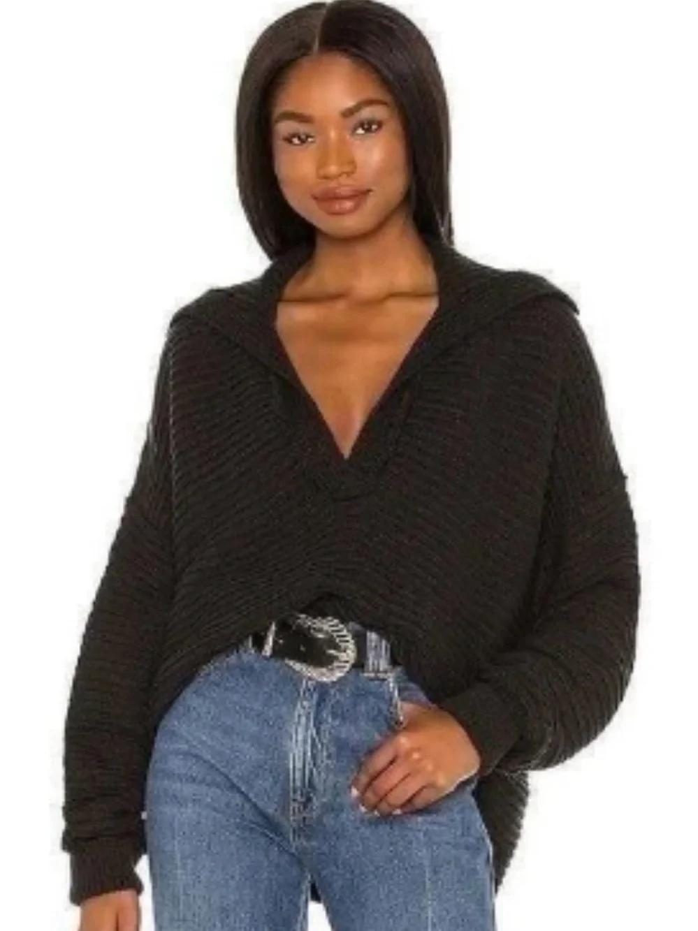 Free People Marlie Pullover Knit Collared Sweater Sz Medium